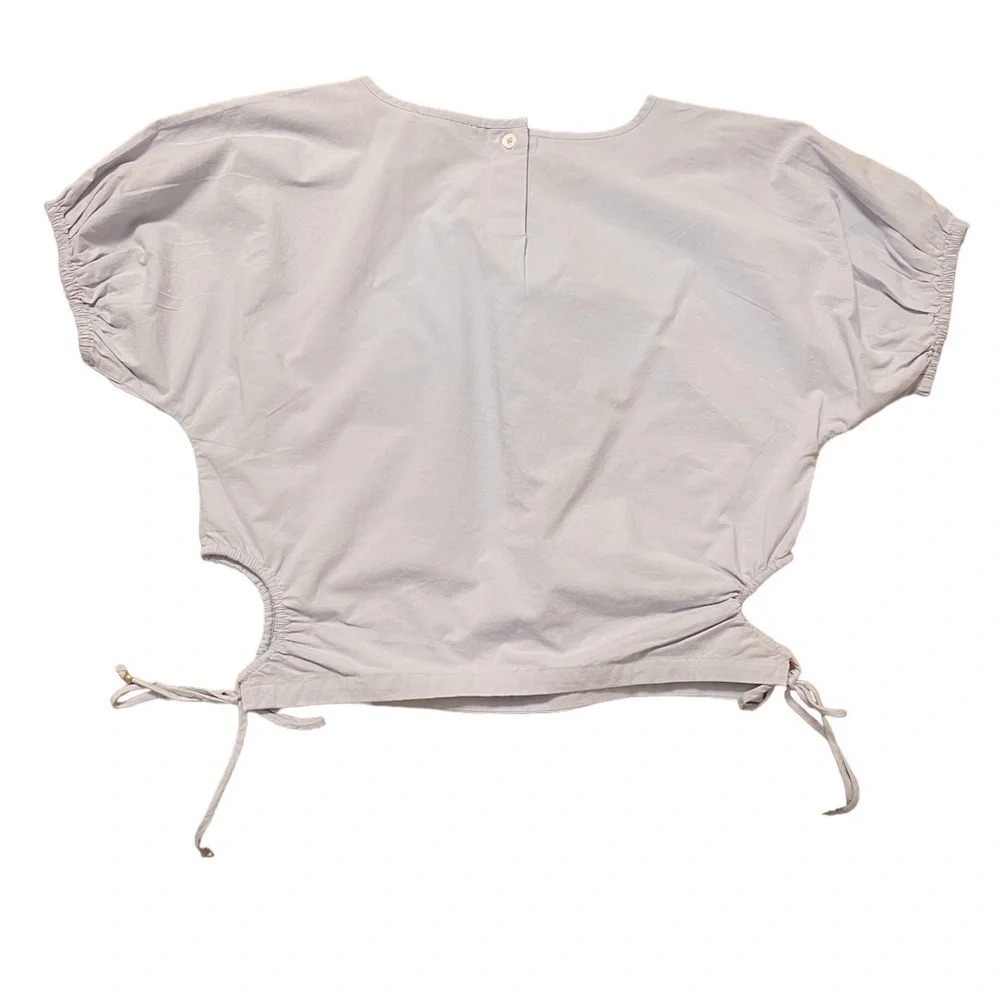NWT Madewell Poplin Puff-Sleeve Cutout Crop Top, Lavender - Picture 5 of 6